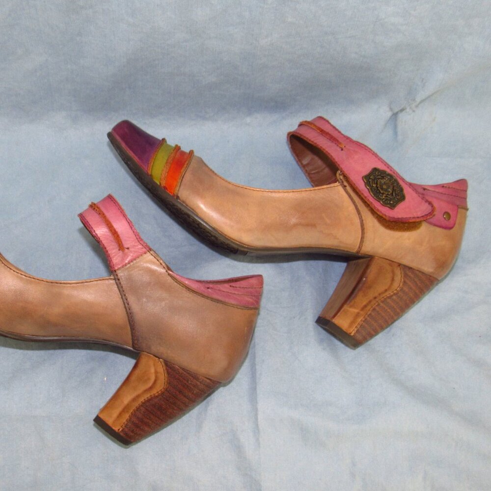 Spring Step “Hulahoop” Multi-Colored Leather Mary Janes (Eu Size 38; See Note) View 5